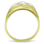Jewellery Kingdom Mens Signet Pinky Three Stone 18kt Steel Classy Cubic Zirconia Ring (Gold) - Jewelry Rings - British D'sire