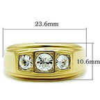 Jewellery Kingdom Mens Signet Pinky Three Stone 18kt Steel Classy Cubic Zirconia Ring (Gold) - Jewelry Rings - British D'sire