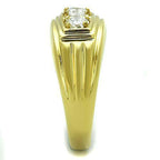 Jewellery Kingdom Mens Signet Pinky Three Stone 18kt Steel No Tarnish Gold Ring - Mens Fine Jewellery - British D'sire