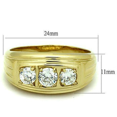 Jewellery Kingdom Mens Signet Pinky Three Stone 18kt Steel No Tarnish Gold Ring - Mens Fine Jewellery - British D'sire