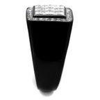 Jewellery Kingdom Mens Signet Princess Cut Square Pinky Stainless Steel 4 Carat Ring (Black) - Jewelry Rings - British D'sire