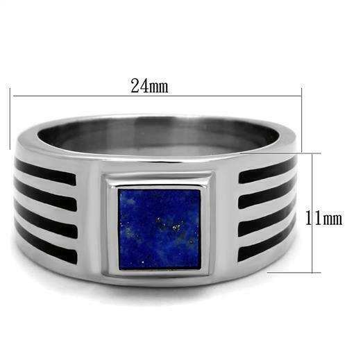 Jewellery Kingdom Mens Signet Semi Precious Montana Cubic Zirconia Gemstone Stainless Steel Ring (Blue) - Mens Fine Jewellery - British D'sire