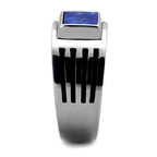 Jewellery Kingdom Mens Signet Semi Precious Montana Cubic Zirconia Gemstone Stainless Steel Ring (Blue) - Mens Fine Jewellery - British D'sire