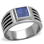 Jewellery Kingdom Mens Signet Semi Precious Montana Cubic Zirconia Gemstone Stainless Steel Ring (Blue) - Mens Fine Jewellery - British D'sire