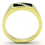 Jewellery Kingdom Mens Signet Simulated Diamonds Onyx Pinky Ring (Gold) - Jewelry Rings - British D'sire