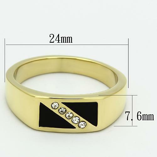 Jewellery Kingdom Mens Signet Simulated Diamonds Onyx Pinky Ring (Gold) - Jewelry Rings - British D'sire