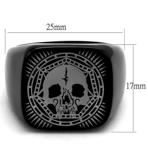 Jewellery Kingdom Mens Signet Skull Stainless Steel Biker Goth Silver All Sizes Ring (Black) - Jewelry Rings - British D'sire