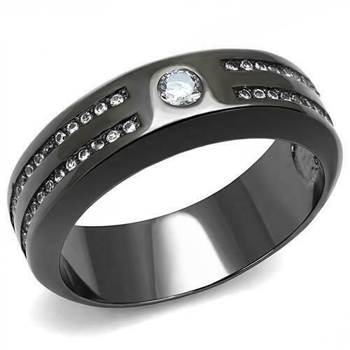 Jewellery Kingdom Mens Signet Solitaire Accent Stainless Steel Ring (Black) - Jewelry Rings - British D'sire Main image