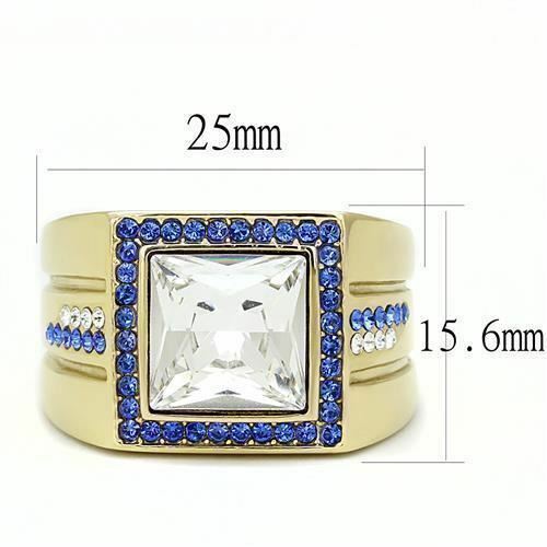 Jewellery Kingdom Mens Signet Square Cubic Zirconia Princess Cut Sapphire 6 Carat Ring (Gold) Secondary image