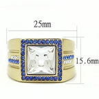 Jewellery Kingdom Mens Signet Square Cubic Zirconia Princess Cut Sapphire 6 Carat Ring (Gold) - Rings - British D'sire