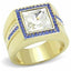 Jewellery Kingdom Mens Signet Square Cubic Zirconia Princess Cut Sapphire 6 Carat Ring (Gold) - Rings - British D'sire