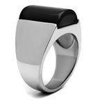 Jewellery Kingdom Mens Signet Stainless Steel Black Semi Precious Gemstone Oblong Jet Ring - Mens Fine Jewellery - British D'sire
