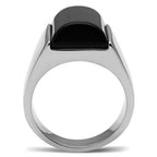 Jewellery Kingdom Mens Signet Stainless Steel Black Semi Precious Gemstone Oblong Jet Ring - Mens Fine Jewellery - British D'sire