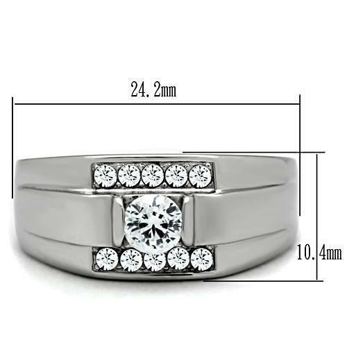 Jewellery Kingdom Mens Signet Stainless Steel Cubic Zirconia Clear All Sizes Ring (Silver) - Jewelry Rings - British D'sire