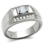 Jewellery Kingdom Mens Signet Stainless Steel Cubic Zirconia Clear All Sizes Ring (Silver) - Jewelry Rings - British D'sire