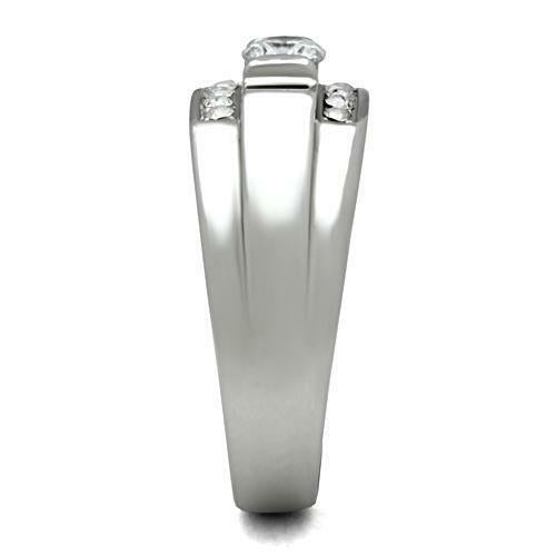 Jewellery Kingdom Mens Signet Stainless Steel Cubic Zirconia Clear All Sizes Ring (Silver) - Jewelry Rings - British D'sire