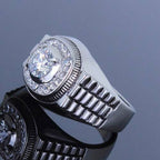 Jewellery Kingdom Mens Signet Stainless Steel Stamped Cubic Zirconia Ring (Silver) - Jewelry Rings - British D'sire