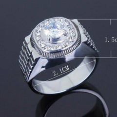 Jewellery Kingdom Mens Signet Stainless Steel Stamped Cubic Zirconia Ring (Silver) - Jewelry Rings - British D'sire
