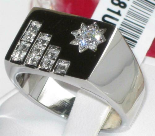 Jewellery Kingdom Mens Signet Stainless Steel Star Princess Cut Solitaire Pinky Ring (Silver) Secondary image