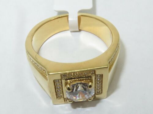 Jewellery Kingdom Mens Signet Sterling Silver Cubic Zirconia Pinky 4 Carat Ring (Gold) - Jewelry Rings - British D'sire