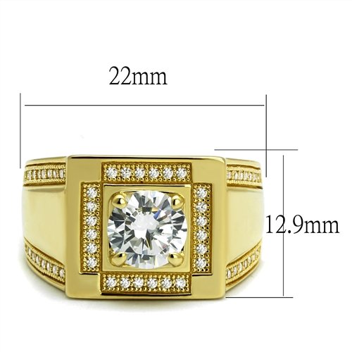 Jewellery Kingdom Mens Signet Sterling Silver Cubic Zirconia Pinky 4 Carat Ring (Gold) - Jewelry Rings - British D'sire