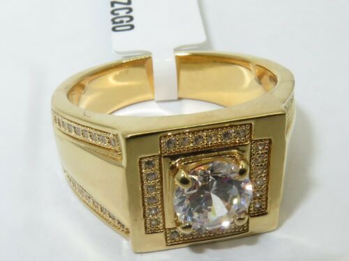 Jewellery Kingdom Mens Signet Sterling Silver Cubic Zirconia Pinky 4 Carat Ring (Gold) - Jewelry Rings - British D'sire