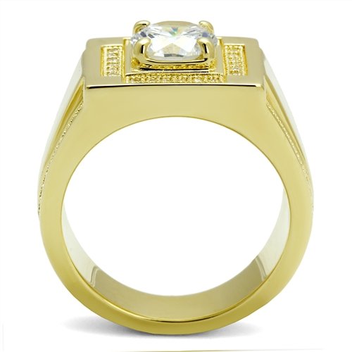 Jewellery Kingdom Mens Signet Sterling Silver Cz Cubic Zirconia Pinky 4ct 18kt Ring (Gold) - Jewelry Rings - British D'sire