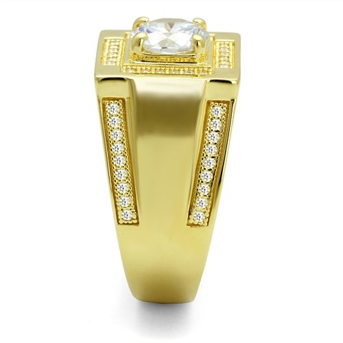 Jewellery Kingdom Mens Signet Sterling Silver Cz Cubic Zirconia Pinky 4ct 18kt Ring (Gold) - Jewelry Rings - British D'sire