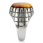Jewellery Kingdom Mens Signet Tigers Eye Pinky Stainless Steel 316L Tusk Stamped Ring (Brown) - Jewelry Rings - British D'sire