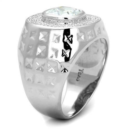 Jewellery Kingdom Mens Silver Signet Pinky Sterling Silver 5 Carat Cushion Cut Ring - Jewelry Rings - British D'sire