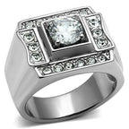 Jewellery Kingdom Mens Simulated Diamond Signet Pinky Steel Silver Ring - Jewelry Rings - British D'sire