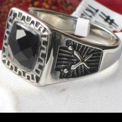 Jewellery Kingdom Mens Simulated Square Signet Diamond Jet Ring (Black) - Jewelry Rings - British D'sire
