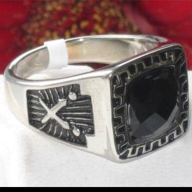 Jewellery Kingdom Mens Simulated Square Signet Diamond Jet Ring (Black) - Jewelry Rings - British D'sire