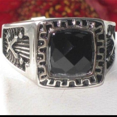 Jewellery Kingdom Mens Simulated Square Signet Diamond Jet Ring (Black) - Jewelry Rings - British D'sire