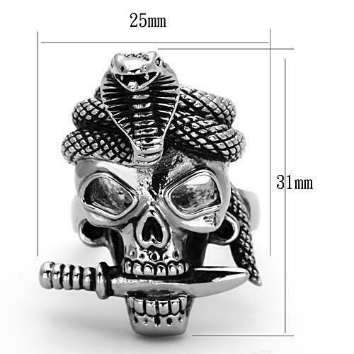 Jewellery Kingdom Mens Skull Band Snake Biker Thumb Signet Pinky Stainless Steel Ring (Silver) Secondary image