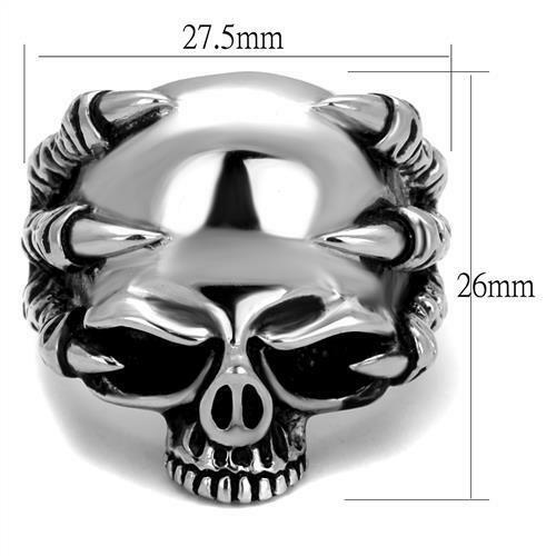 Jewellery Kingdom Mens Skull Claw No Stone Stainless Steel Biker Goth Signet Ring (Silver) Secondary image