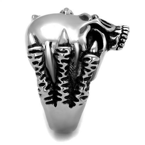 Jewellery Kingdom Mens Skull Claw No Stone Stainless Steel Biker Goth Signet Ring (Silver) - Jewelry Rings - British D'sire