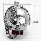 Jewellery Kingdom Mens Skull Signet Snake Pinky Cz Stainless Steel Cubic Zirconia Ring (Silver) - Jewelry Rings - British D'sire