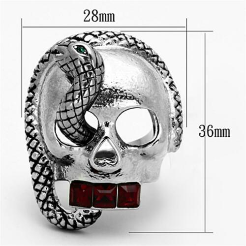 Jewellery Kingdom Mens Skull Signet Snake Pinky Cz Stainless Steel Cubic Zirconia Ring (Silver) - Jewelry Rings - British D'sire
