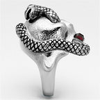 Jewellery Kingdom Mens Skull Signet Snake Pinky Cz Stainless Steel Cubic Zirconia Ring (Silver) - Jewelry Rings - British D'sire
