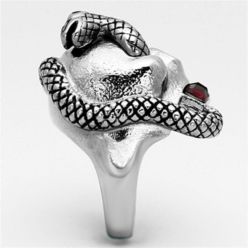 Jewellery Kingdom Mens Skull Signet Snake Pinky Cz Stainless Steel Cubic Zirconia Ring (Silver) - Jewelry Rings - British D'sire