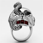 Jewellery Kingdom Mens Skull Signet Snake Pinky Cz Stainless Steel Cubic Zirconia Ring (Silver) - Jewelry Rings - British D'sire
