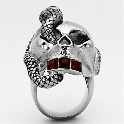 Jewellery Kingdom Mens Skull Signet Snake Pinky Cz Stainless Steel Cubic Zirconia Ring (Silver) - Jewelry Rings - British D'sire