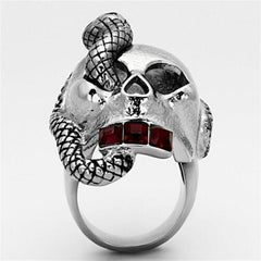 Jewellery Kingdom Mens Skull Signet Snake Pinky Cz Stainless Steel Cubic Zirconia Ring (Silver) - Jewelry Rings - British D'sire