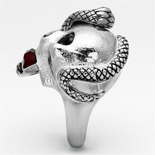 Jewellery Kingdom Mens Skull Signet Snake Pinky Cz Stainless Steel Cubic Zirconia Ring (Silver) - Jewelry Rings - British D'sire