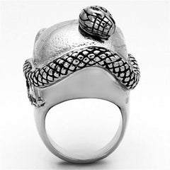 Jewellery Kingdom Mens Skull Signet Snake Pinky Cz Stainless Steel Cubic Zirconia Ring (Silver) - Jewelry Rings - British D'sire