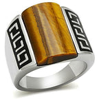 Jewellery Kingdom Mens Smoked Quartz Signet Semi Precious Gemstone Stainless Steel Ring (Brown) - Jewelry Rings - British D'sire