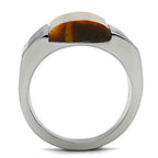 Jewellery Kingdom Mens Smoked Quartz Signet Semi Precious Gemstone Stainless Steel Ring (Brown) - Jewelry Rings - British D'sire