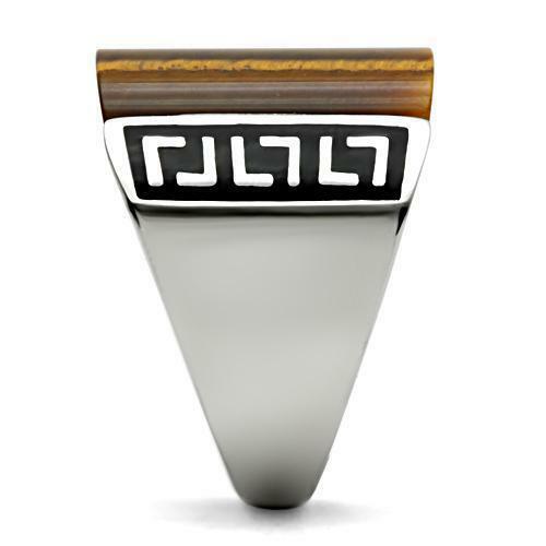 Jewellery Kingdom Mens Smoked Quartz Signet Semi Precious Gemstone Stainless Steel Ring (Brown) - Jewelry Rings - British D'sire