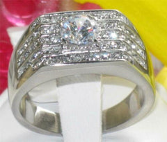 Jewellery Kingdom Mens Solitaire Accent Pinky Signet 4.40K Ring (Silver) - Rings - British D'sire